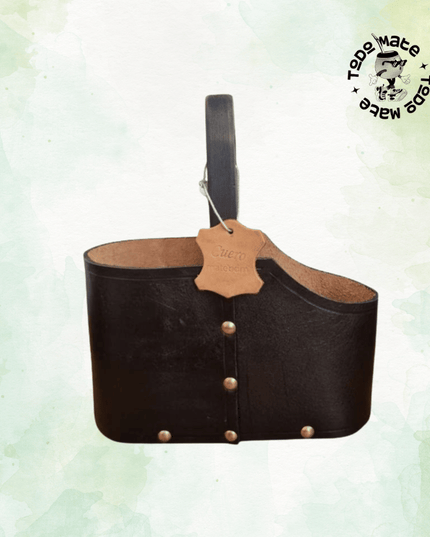Posatermo Bolso Cuero y Madera Negro