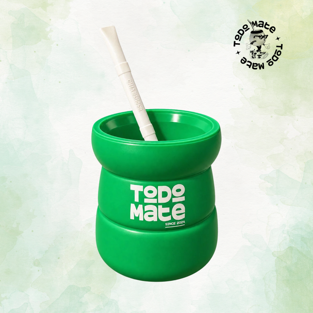 Mate Verde con Bombilla blanca